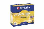 VERBATIM 43229 DVD+RW Jewel 4.7GB, 1-4x, 5 Pcs
