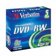 VERBATIM 43525 DVD-RW Jewel 4.7GB 1-6x 5 Pcs