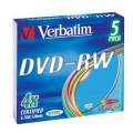 VERBATIM 43563 DVD-RW Slim 4.7GB 1-4x color 5 Pcs