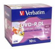 VERBATIM 43665 DVD+R Jewel 8.5GB 8x DL print 10 Pcs