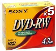 SONY 5DMW47A DVD-RW  Jewel 4.7GB 1-2x 5 Pcs