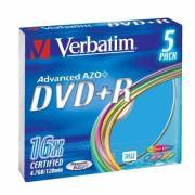 VERBATIM 43556 DVD+R Slim 4.7GB 1-16x color 5 Pcs